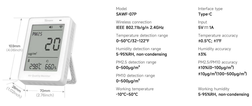 Specifikace SONOFF AirGuard SAWF-07P