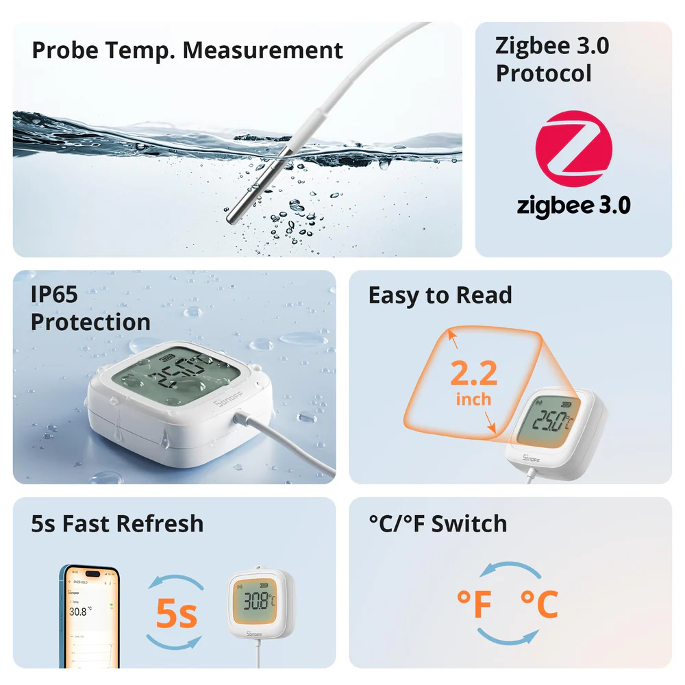 SONOFF SNZB-02LD Zigbee senzor teploty