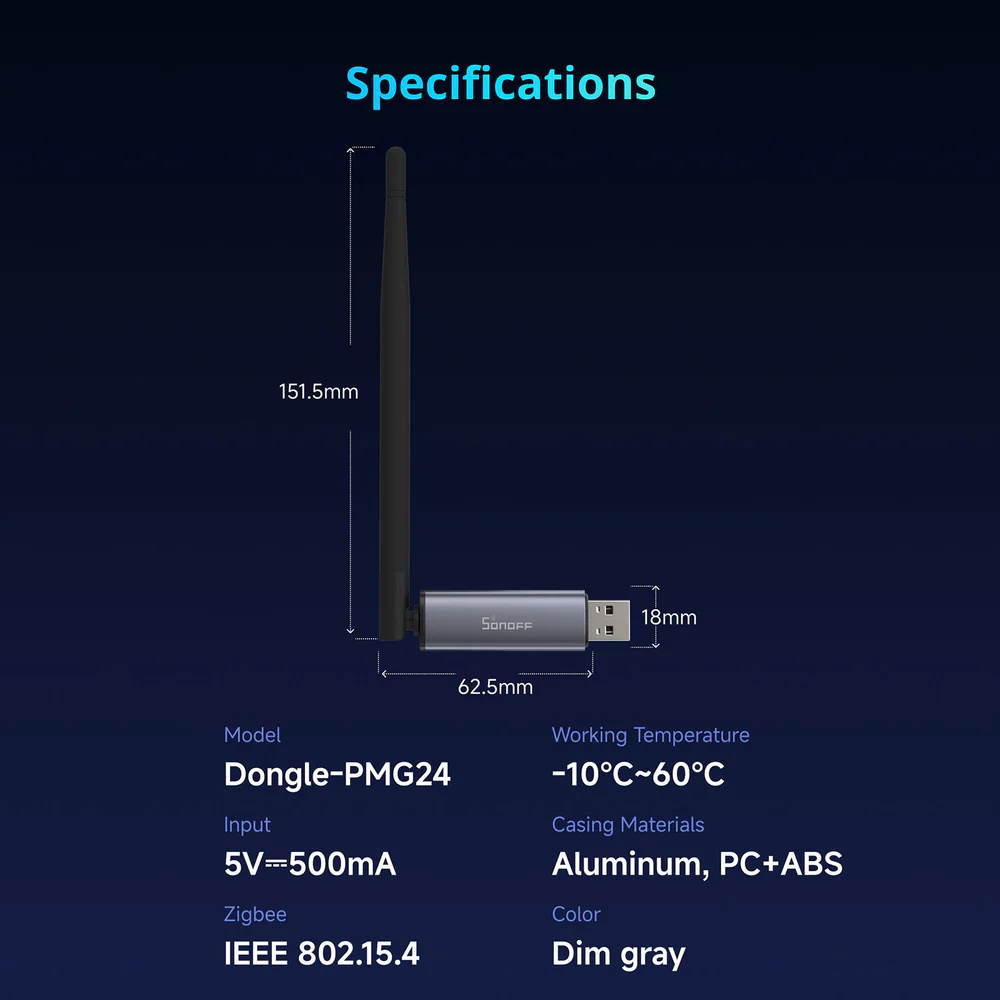 Specifikace SONOFF Dongle Plus MG24