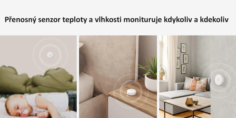 SONOFF SNZB-02P v dětském pokoji, na komodě a v obývacím pokoji