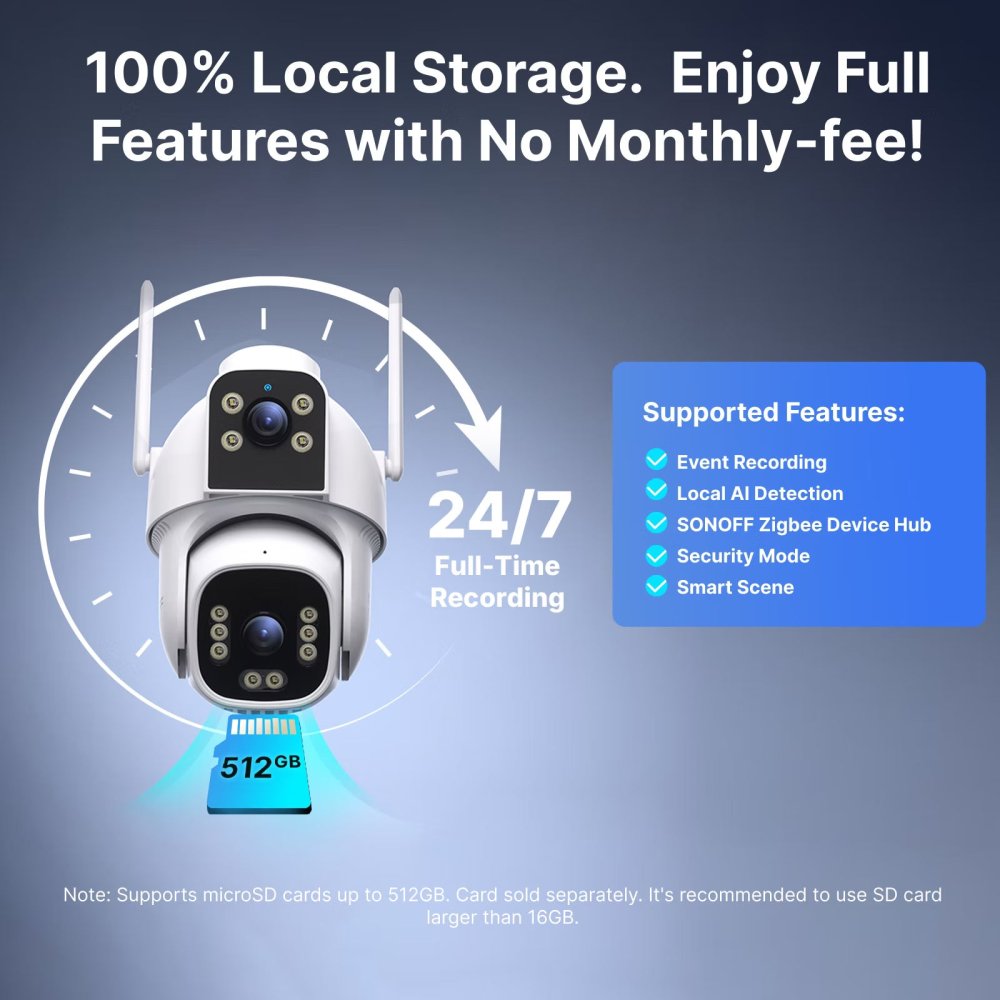 Lokální záznam na microSD kartu až 512 GB