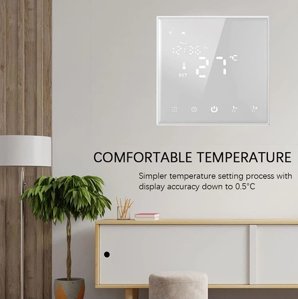 ZigBee termostat HY607W — displej a ovládání