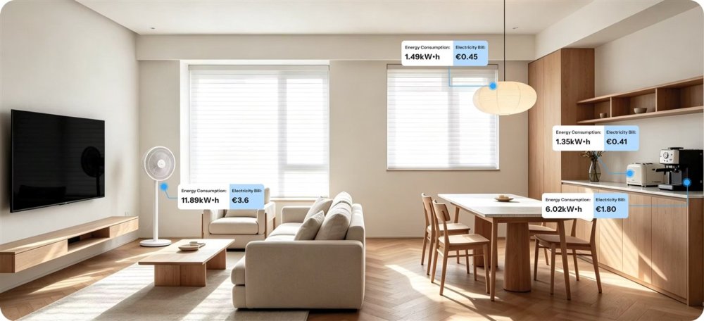 Přehled spotřeby jednotlivých spotřebičů v obývacím pokoji