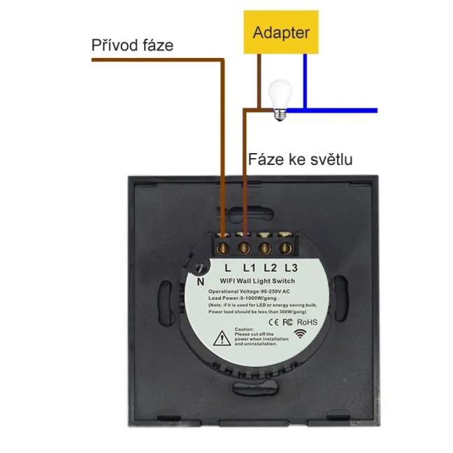 WiFi + RF vypínač bez "nuly" - 2CH Smartica VO05W