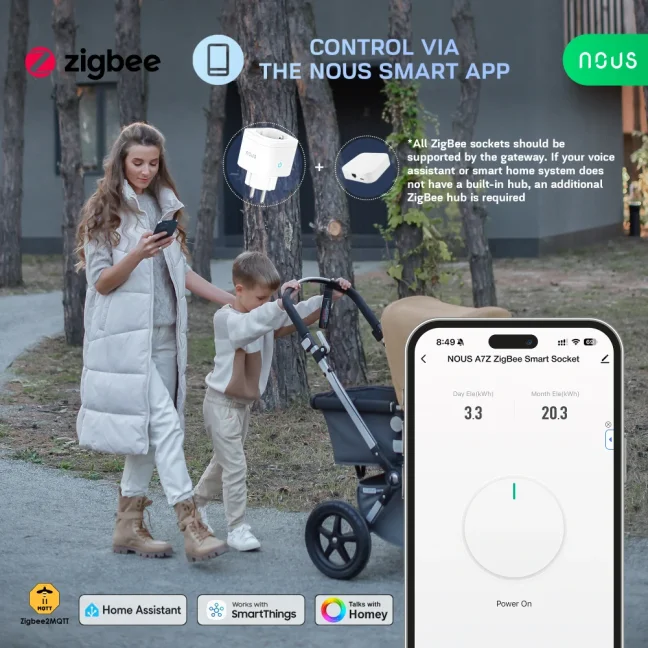 Nous A7Z ZigBee zásuvka s měřením spotřeby 16A