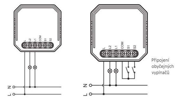 ZigBee Mini "bez nuly" - 2CH Smartica MI02Z