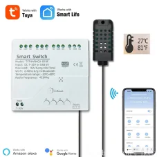 Wifi beznapěťový spínač 4CH s měřením teploty a vlhkosti Smartica BS09W