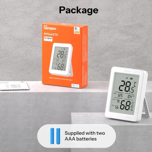 Sonoff AirGuard TH SNZB-02DR2 – Zigbee senzor teploty a vlhkosti s 3.6” LCD