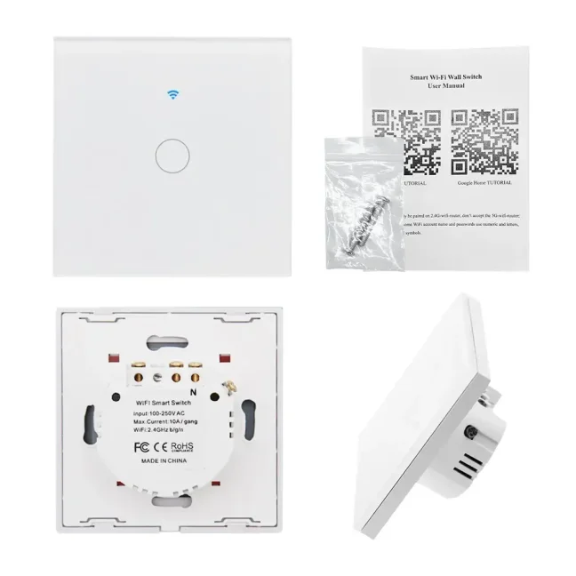 WiFi+RF vypínač bílý 1CH s nulou i bez nuly Smartica VO10W