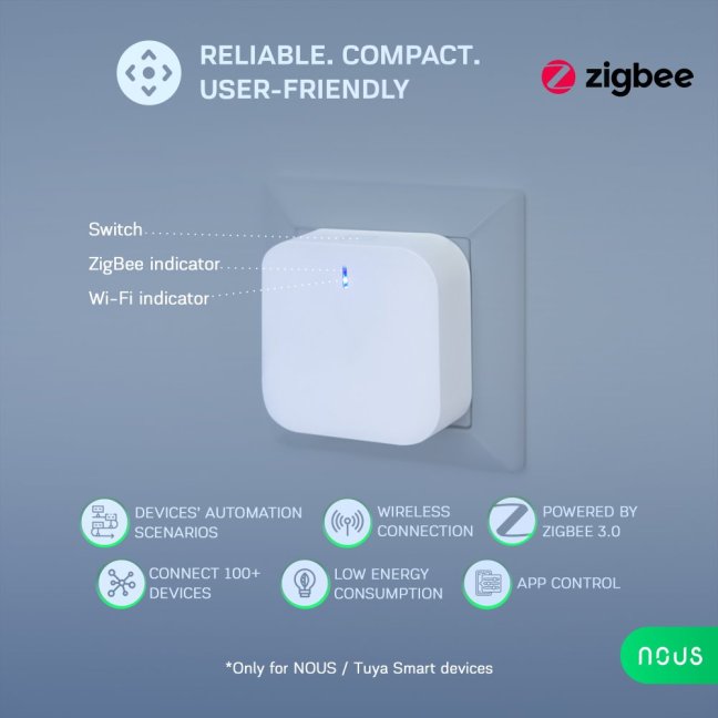 Nous E1 Zigbee brána Tuya