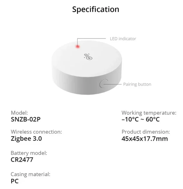 Sonoff SNZB-02P - ZigBee Teplota / Vlhkost