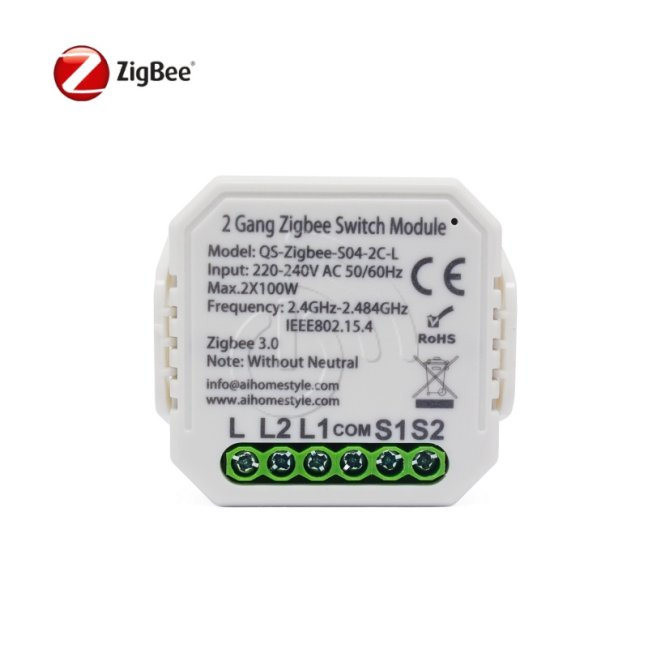 ZigBee Mini "bez nuly" - 2CH Smartica MI02Z