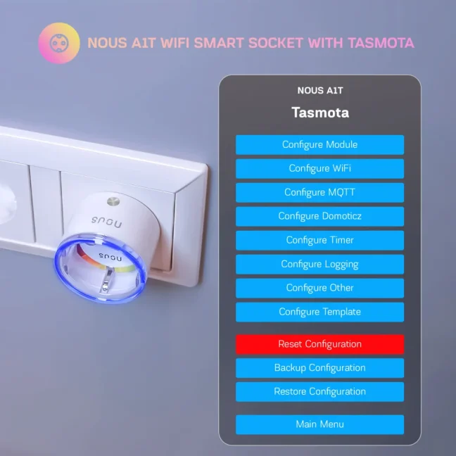 Nous A1T WiFi zásuvka s Tasmotou – 2 ks