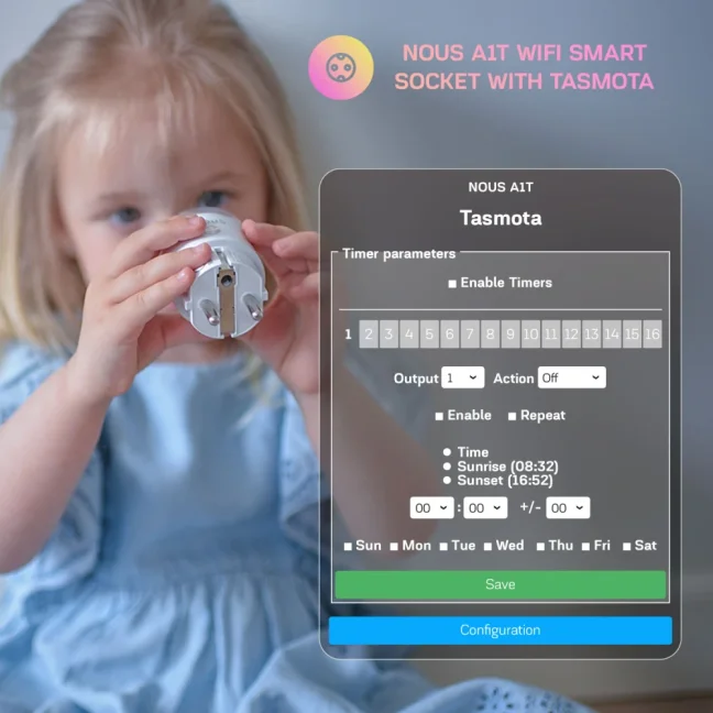 Nous A1T WiFi zásuvka s Tasmotou – 2 ks