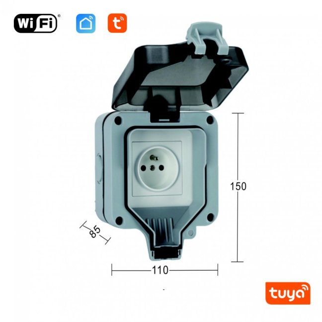 WiFi Vonkajšia zásuvka IP66 Smartica ZA04W