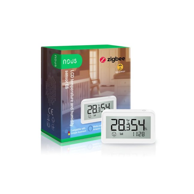 Nous E6 Zigbee senzor teploty a vlhkosti s displejom