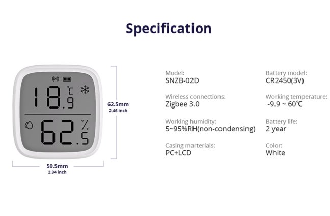Sonoff ZigBee Teplota / Vlhkost- SNZB-02D