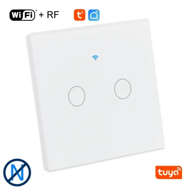 WiFi+RF vypínač bílý 2CH s nulou i bez nuly Smartica VO11W