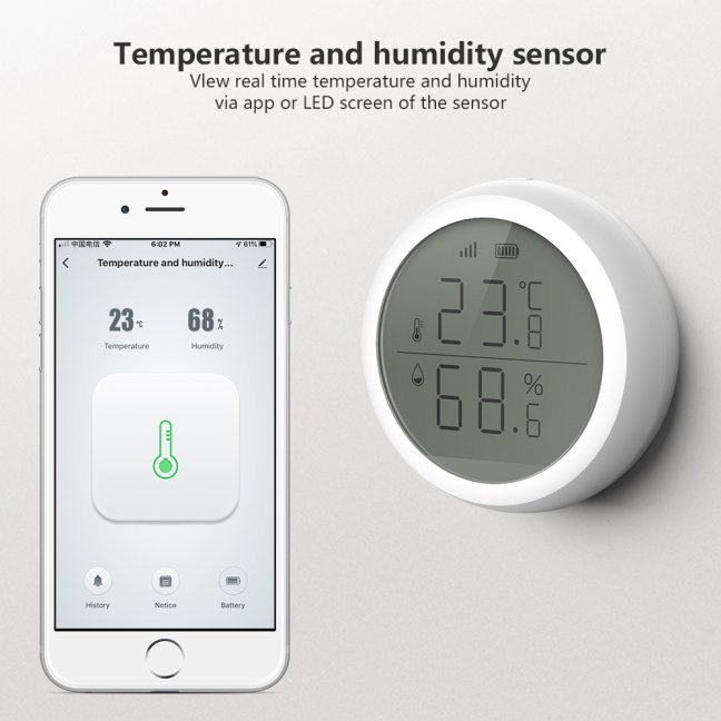 ZigBee Senzor Teploty a Vlhkosti s Displejom Smartica ST01Z