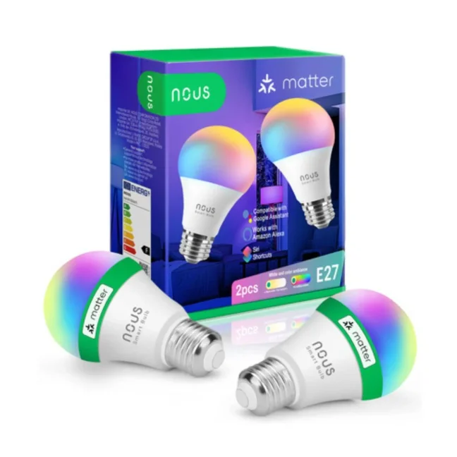 Nous P3 Tuya WiFi Matter žárovka RGB 9W E27 dvojbalení