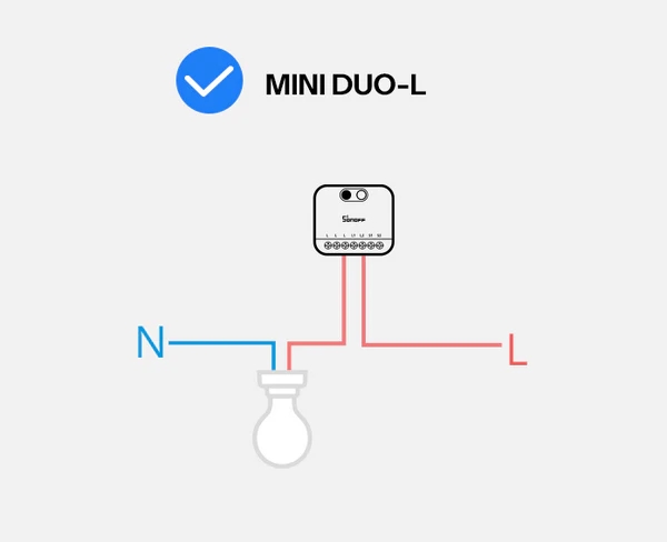 SONOFF MINI DUO-L – bez anti-flicker modulu