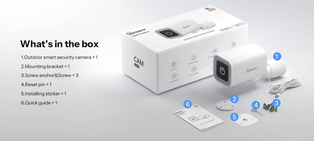 Obsah balení Sonoff CAM-B1P