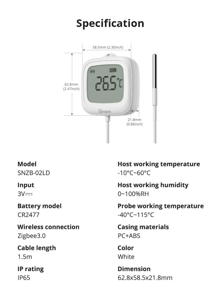 SONOFF SNZB-02LD detail produktu