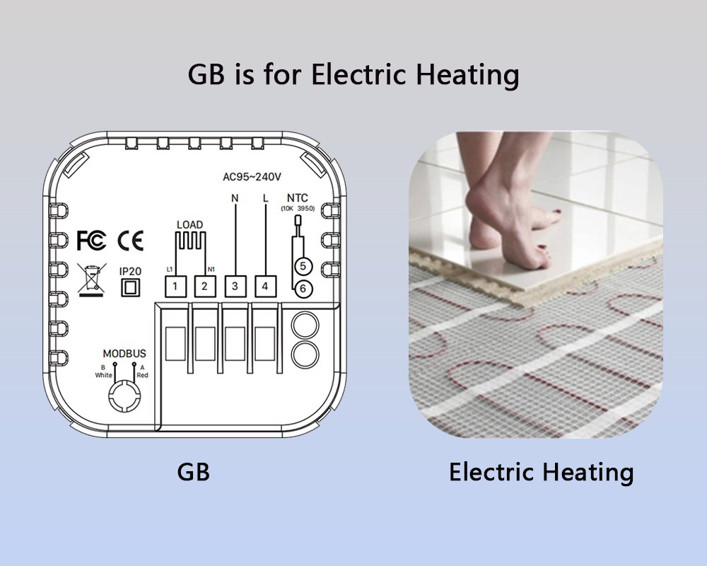 Zapojení typu GB pro elektrické topení 16 A