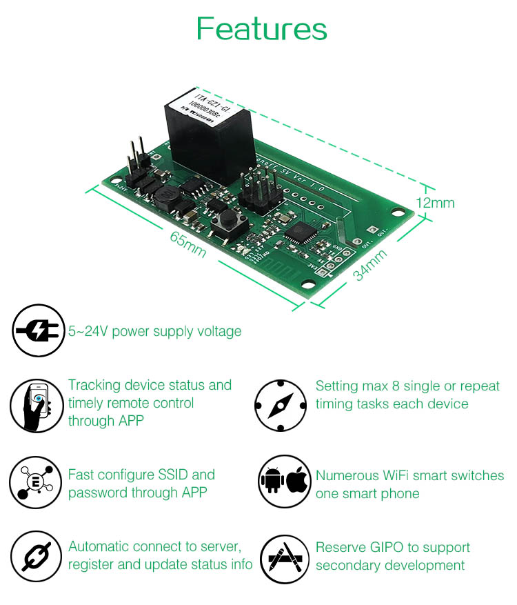 Sonoff SV — nízkonapěťový WiFi spínač 5–24 V