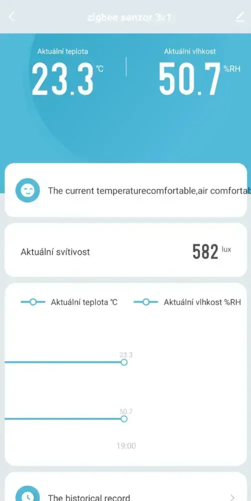 ZigBee senzor 3v1 teplota, vlhkosť a osvetlenie s displejom